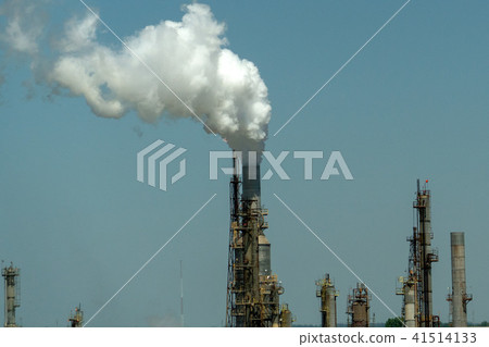oil refinery smoking chimney detail 41514133