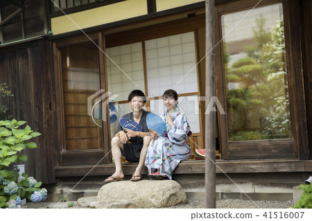 夏天圖像老房子房子夫婦金杯Yukata 夏天圖像老房子房子夫婦金杯Yukata 41516007