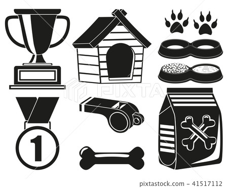 9 black and white dog care elements silhouette set 9 black and white dog care elements silhouette set 41517112