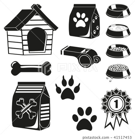 13 black and white pet care elements silhouette set 13 black and white pet care elements silhouette set 41517453