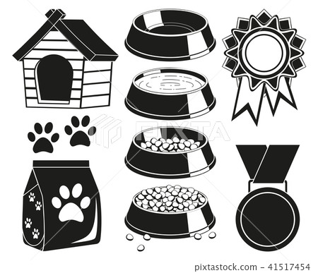 9 black and white cat care elements silhouette set 9 black and white cat care elements silhouette set 41517454