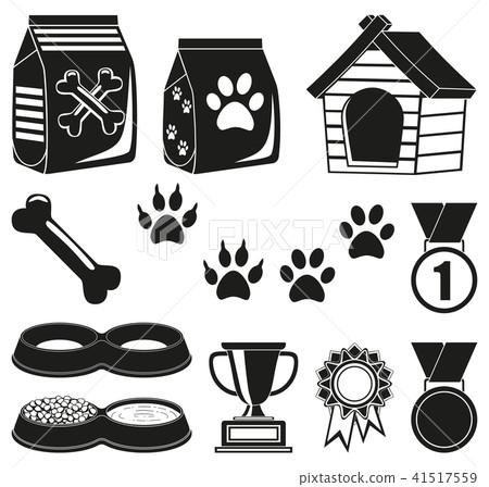 12 black and white pet care elements silhouette set 12 black and white pet care elements silhouette set 41517559