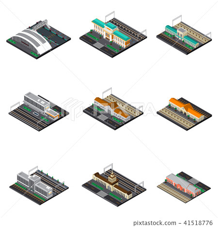 Railway Station Isometric Set 41518776