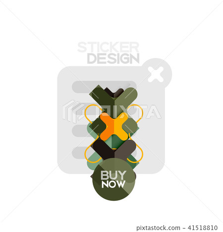 Flat design cross shape geometric sticker icon, paper style design with buy now sample text, for Flat design cross shape geometric sticker icon, paper style design with buy now sample text, for 41518810