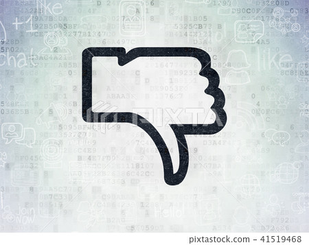 Social network concept: Thumb Down on Digital Data Paper background Social network concept: Thumb Down on Digital Data Paper background 41519468