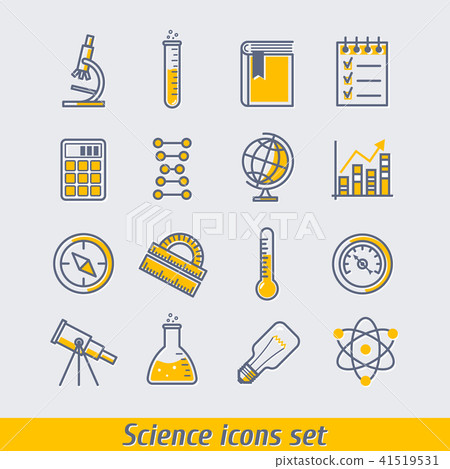 Science icons set vector illustration yellow color 41519531