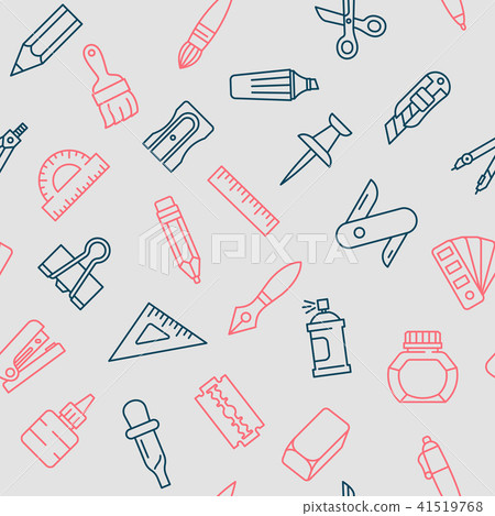 Stationery tools seamless pattern thin line style 41519768