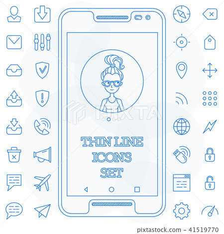 Thin line icons set basic 41519770