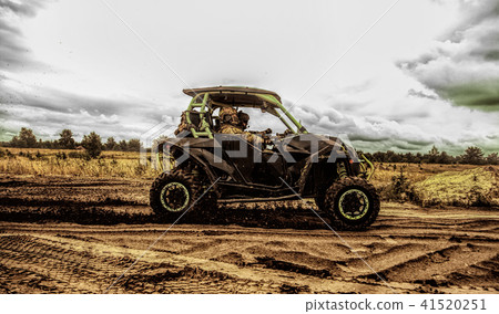 Mobile combat group moving on military sandrail Mobile combat group moving on military sandrail 41520251