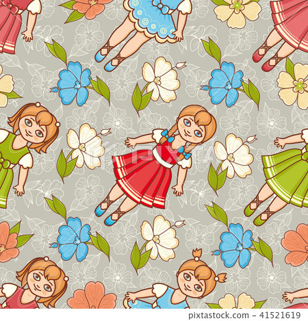 Little Ballerina and Flower. Cartoon style. Little Ballerina and Flower. Cartoon style. 41521619
