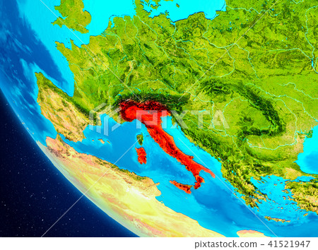 Italy on globe from space Italy on globe from space 41521947