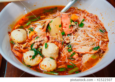 Noodle with red pork Thai food style. Noodle with red pork Thai food style. 41522507