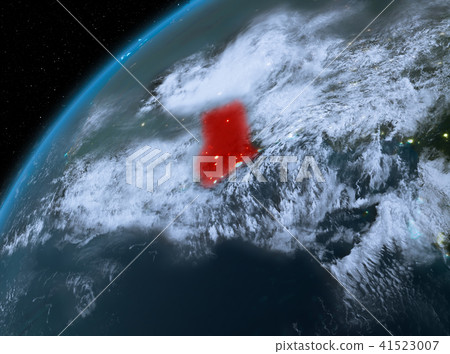 Ghana on planet Earth in space at night Ghana on planet Earth in space at night 41523007