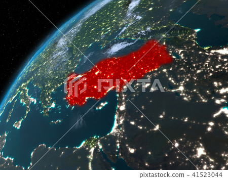 Turkey on planet Earth in space at night Turkey on planet Earth in space at night 41523044