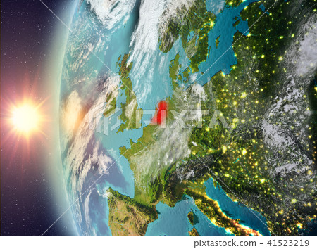 Netherlands during sunset from space Netherlands during sunset from space 41523219