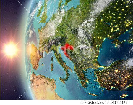 Croatia during sunset from space 41523231