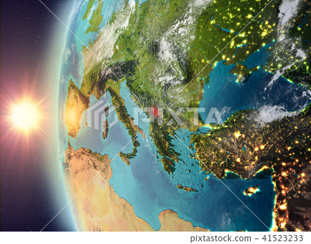 Kosovo during sunset from space 41523233