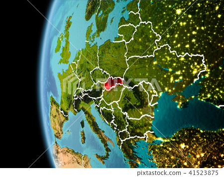 Slovakia from space in evening Slovakia from space in evening 41523875