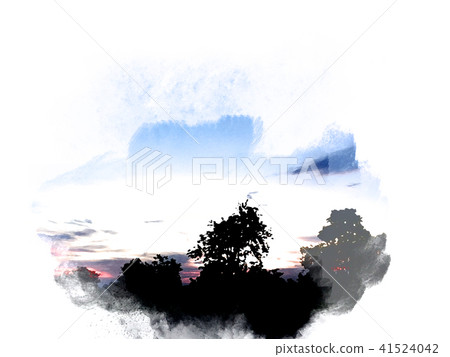 tree and landscape tree on watercolor painting tree and landscape tree on watercolor painting 41524042