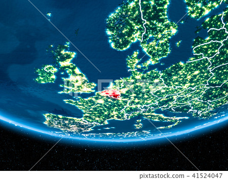 Belgium on planet Earth from space at night 41524047