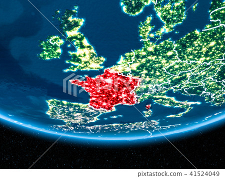 France on planet Earth from space at night France on planet Earth from space at night 41524049