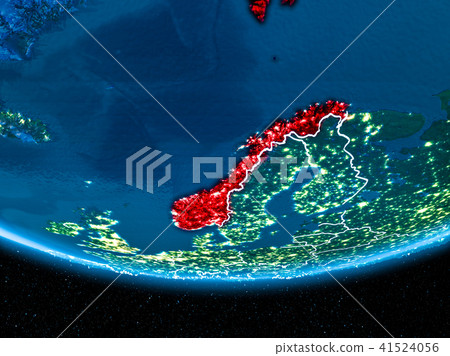 Norway on planet Earth from space at night Norway on planet Earth from space at night 41524056