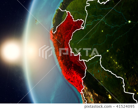 Sunset above Peru from space - Stock Illustration [41524095] - PIXTA