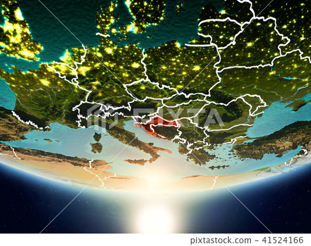Croatia with sun on planet Earth 41524166