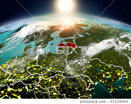 Latvia in sunrise from orbit 41524264