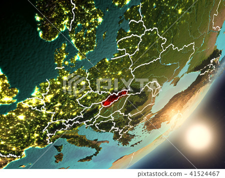 Sun rising above Slovakia from space Sun rising above Slovakia from space 41524467