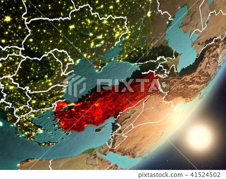 Sun rising above Turkey from space Sun rising above Turkey from space 41524502