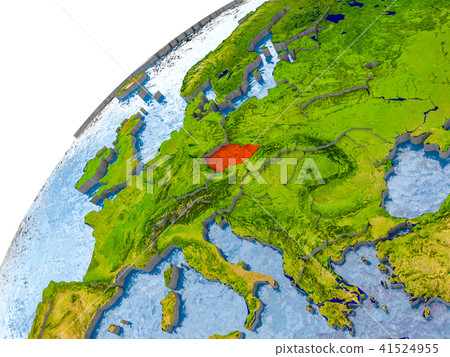 Map of Czech republic in red on globe 41524955