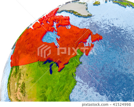 Map of Canada in red on globe Map of Canada in red on globe 41524998