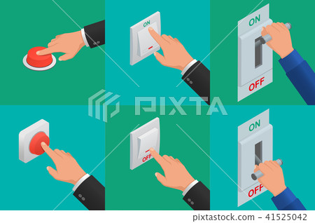 Set of realistic vector hands pressing buttons 41525042