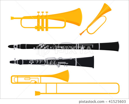 Wind musical instruments tools acoustic musician equipment orchestra vector illustration Wind musical instruments tools acoustic musician equipment orchestra vector illustration 41525603