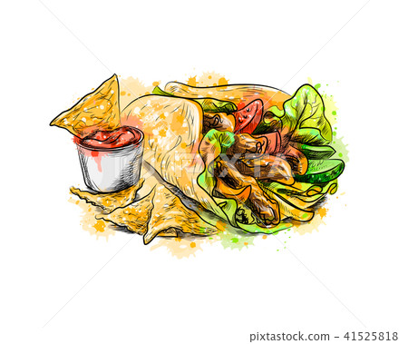 Chips with a tortilla, nachos with sauces 41525818