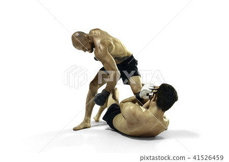 Two professional boxer boxing isolated on white studio background 41526459