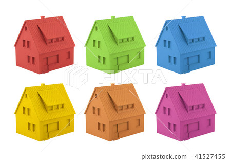 Colorful house miniatures isolated on white Colorful house miniatures isolated on white 41527455