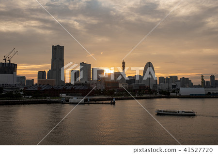 港區未來日落日落天空雲城市天際線城市景觀橫濱 41527720