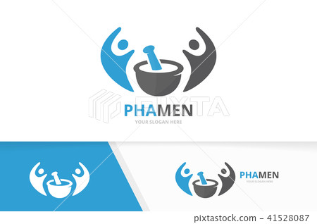 Vector pharmacy and people logo combination. Pounder and family symbol or icon. Unique mortar and Vector pharmacy and people logo combination. Pounder and family symbol or icon. Unique mortar and 41528087