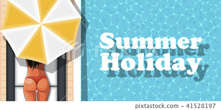 Summer holiday banner with girl sunbathing 41528197