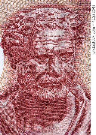 Democritus, portrait from Greek money  41528542