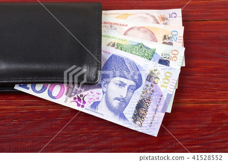 Georgian money in the black wallet  41528552