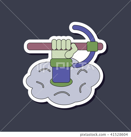 paper sticker on stylish hammer in hand avalanche 41528604