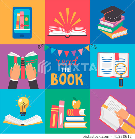 Set of 9 icons with book concepts. 41528612