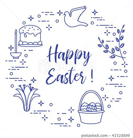 Easter cake, willow, lily,candle,dove,basket,eggs Easter cake, willow, lily,candle,dove,basket,eggs 41528899