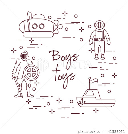 Knight, submarine, diver, ship Children's toys. Knight, submarine, diver, ship Children's toys. 41528951