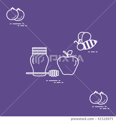 Apple in honey in Rosh Hashanah, pomegranate, bee 41528975