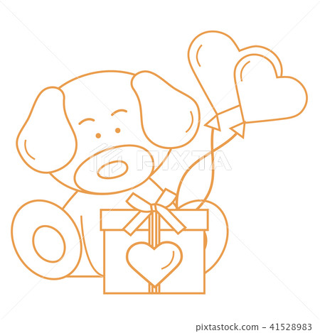 puppy with gift, hearts and balloons Valentine's puppy with gift, hearts and balloons Valentine's 41528983
