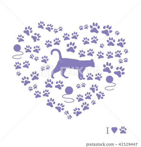 Silhouette walking cat inside the heart from Silhouette walking cat inside the heart from 41529447